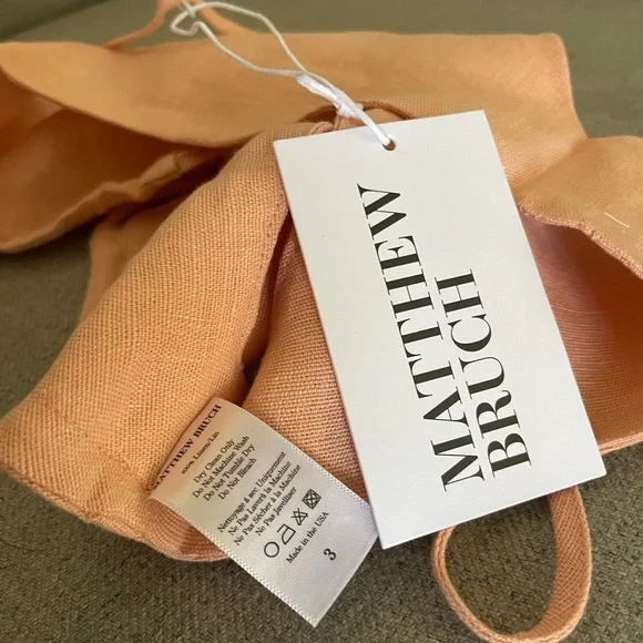 MATTHEW BRUCH x Revolve Triangle Tie Front Crop Top in Peach - Picture 4 of 6